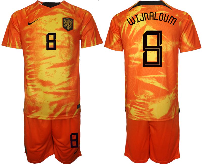 Men 2022 World Cup National Team Netherlands home orange #8 Soccer Jerseys